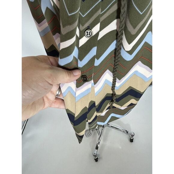 Diane Von Furstenberg Dress Shirtdress Bariloche Olive Chevron Print Silk Size 4 - Picture 12 of 16